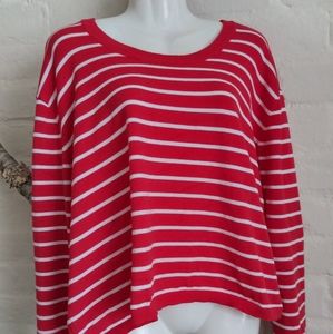 3X Lane Bryant Red Crop Sweater Stripe 22/24